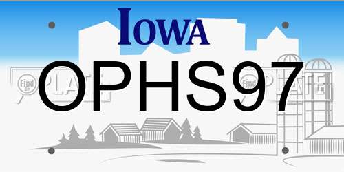 OPHS97 Iowa License Plate