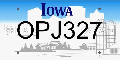 OPJ327 Iowa License Plate
