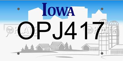 OPJ417 Iowa License Plate