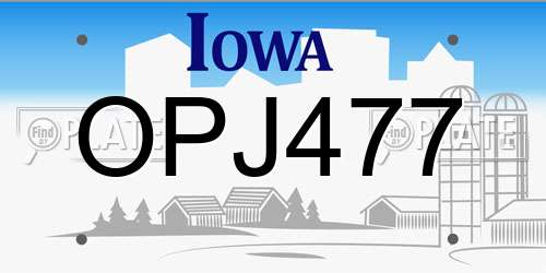 OPJ477 Iowa License Plate