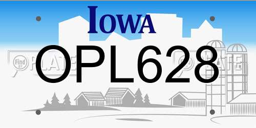 OPL628 Iowa License Plate