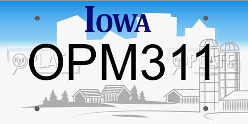 OPM311 Iowa License Plate