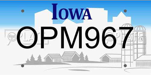 OPM967 Iowa License Plate