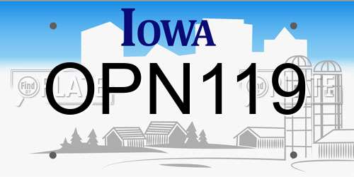 OPN119 Iowa License Plate