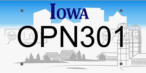 OPN301 Iowa License Plate