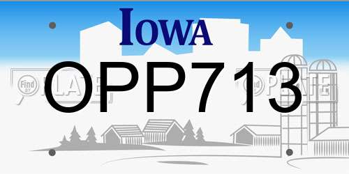 OPP713 Iowa License Plate