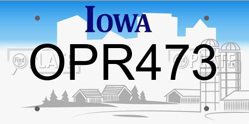 OPR473 Iowa License Plate