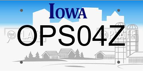 OPS04Z Iowa License Plate