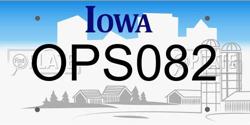 OPS082 Iowa License Plate