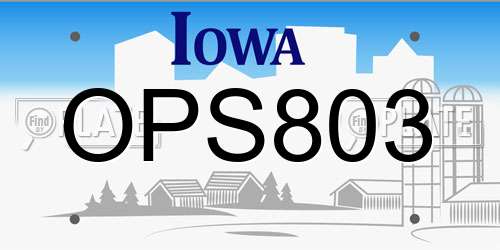 OPS803 Iowa License Plate