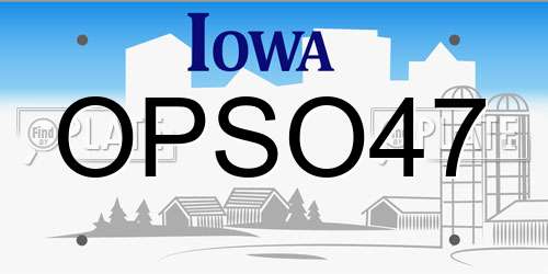 OPSO47 Iowa License Plate