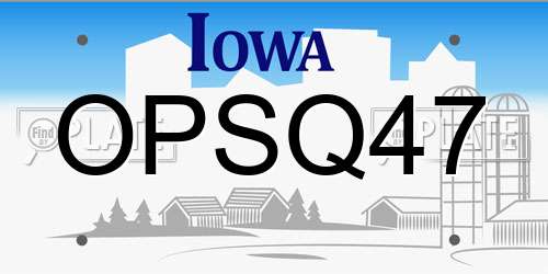 OPSQ47 Iowa License Plate