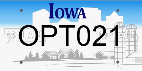 OPT021 Iowa License Plate