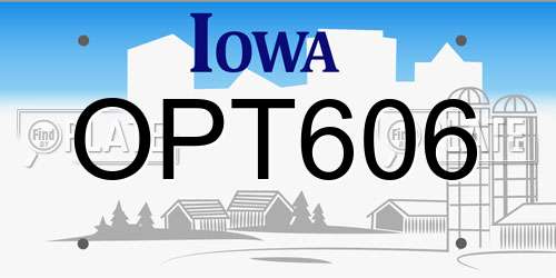 OPT606 Iowa License Plate