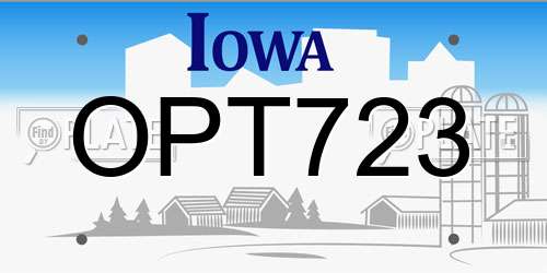 OPT723 Iowa License Plate