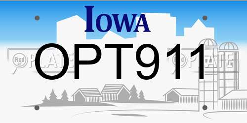 OPT911 Iowa License Plate