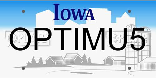 OPTIMU5 Iowa License Plate