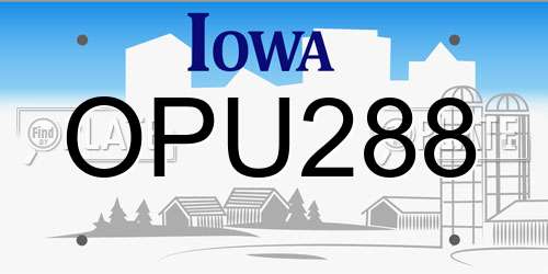OPU288 Iowa License Plate