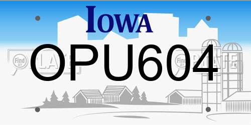 OPU604 Iowa License Plate