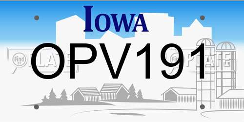 OPV191 Iowa License Plate