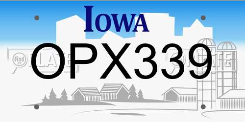 OPX339 Iowa License Plate