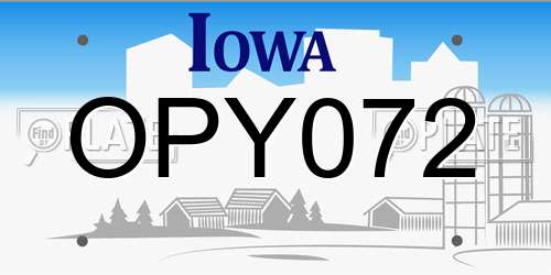 OPY072 Iowa License Plate
