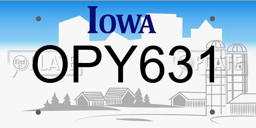 OPY631 Iowa License Plate