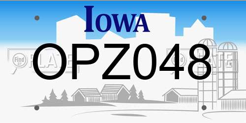 OPZ048 Iowa License Plate