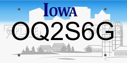 OQ2S6G Iowa License Plate