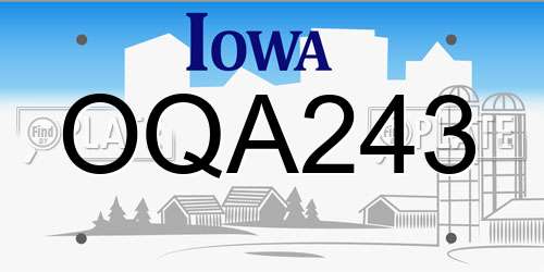 OQA243 Iowa License Plate