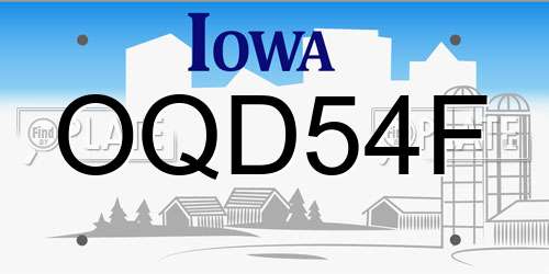 OQD54F Iowa License Plate