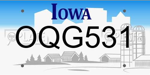OQG531 Iowa License Plate