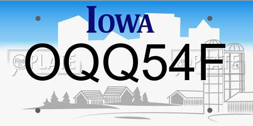 OQQ54F Iowa License Plate