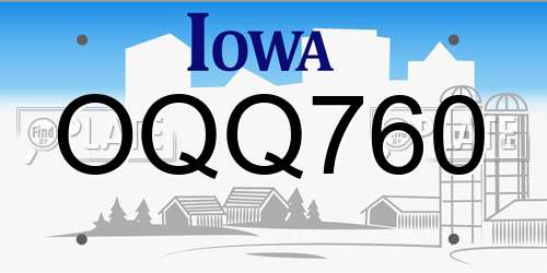 OQQ760 Iowa License Plate