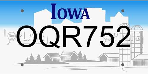 OQR752 Iowa License Plate