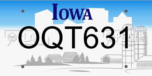 OQT631 Iowa License Plate
