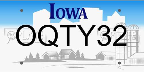 OQTY32 Iowa License Plate