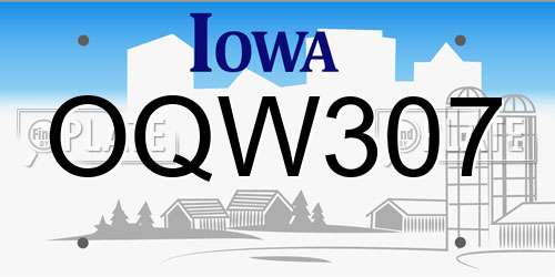 OQW307 Iowa License Plate