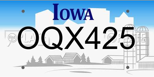 OQX425 Iowa License Plate