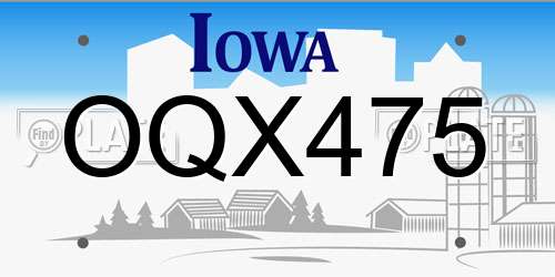 OQX475 Iowa License Plate