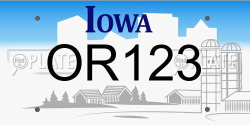OR123 Iowa License Plate
