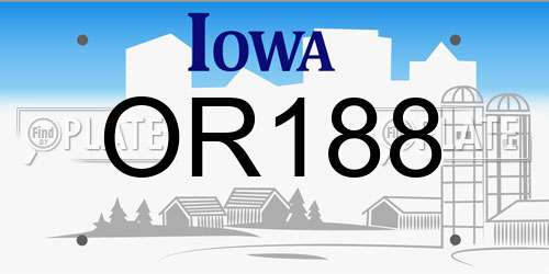 OR188 Iowa License Plate
