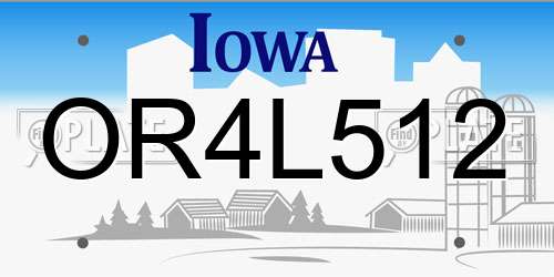 OR4L512 Iowa License Plate
