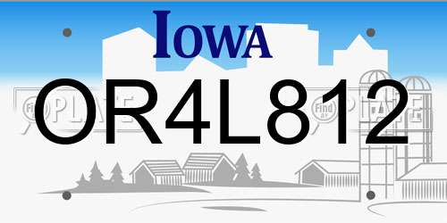 OR4L812 Iowa License Plate