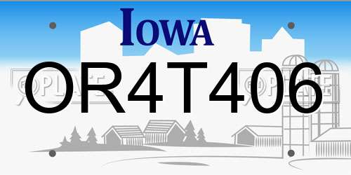 OR4T406 Iowa License Plate