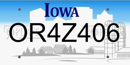 OR4Z406 Iowa License Plate