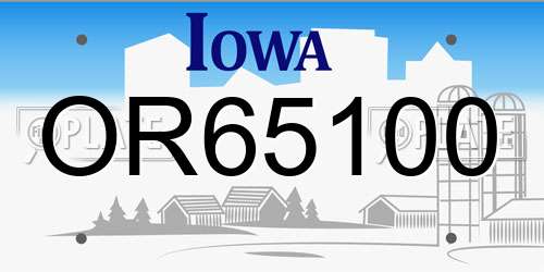 OR65100 Iowa License Plate