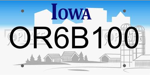 OR6B100 Iowa License Plate