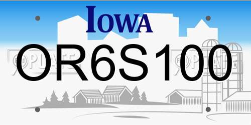 OR6S100 Iowa License Plate