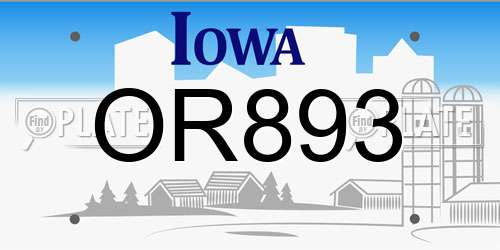 OR893 Iowa License Plate